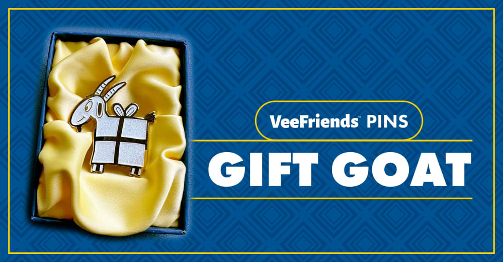 Introducing VeeFriends Pins featuring Gift Goat as the Inaugural Character!