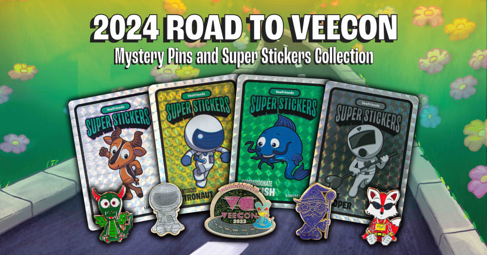 Introducing the 2024 Road to VeeCon Mystery Pin and Super Sticker Collection
