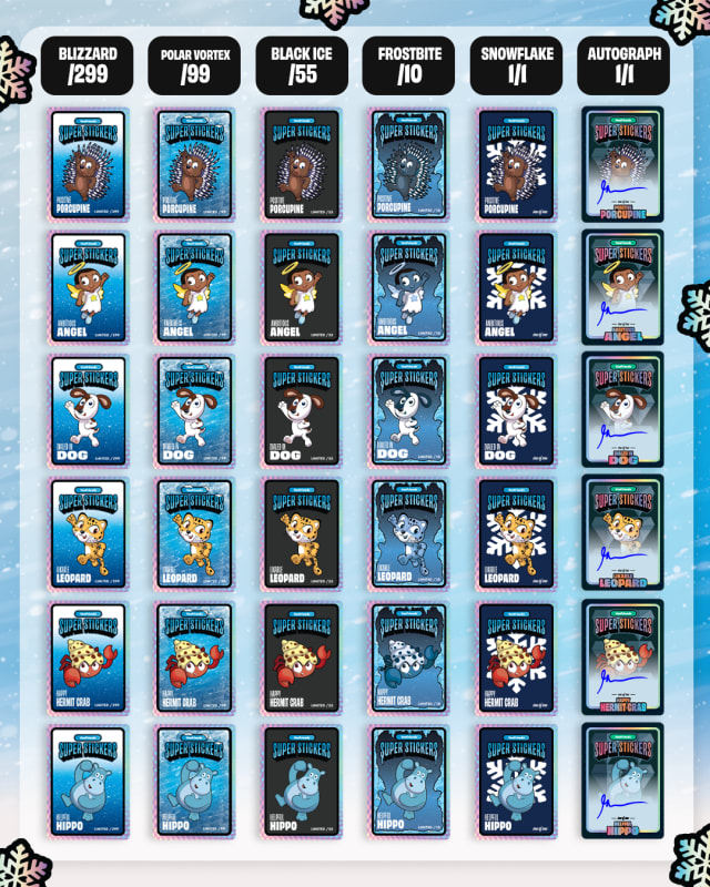 Snowstorm Super Stickers Rarity Breakdown