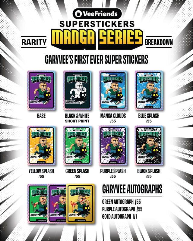 Full GaryVee Super Sticker rarity breakdown for Super Stickers: Manga Series