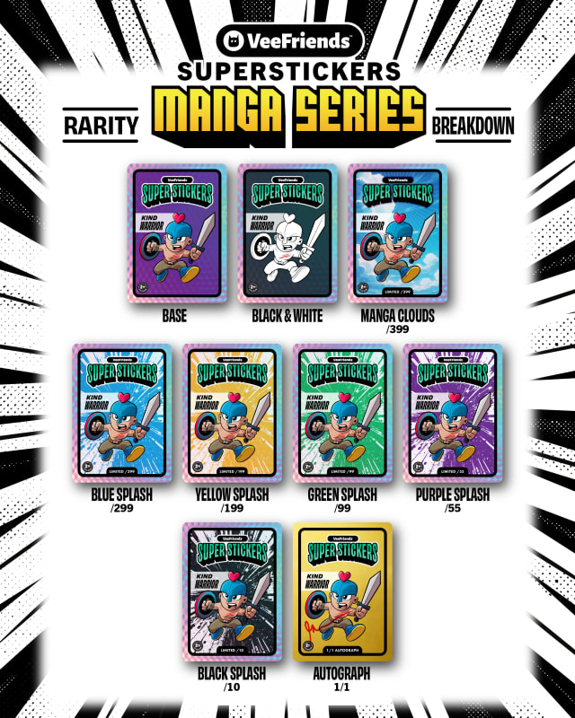Full VeeFriends Character rarity breakdown for Super Stickers: Manga Series