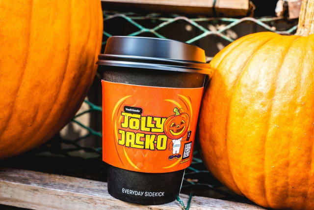 Jolly Jack-o pumpkin spice latte hanging with the homies