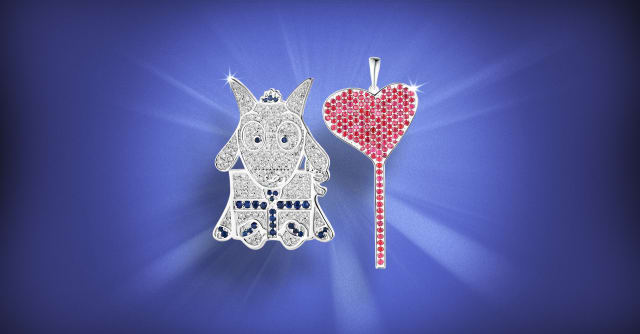 In Gift #13, VeeFriends teamed up with Liry's Jewelry, to gift the Goats exclusive luxury pendants, featuring either the Gift Goat or Heart Trooper's staff. The pendants were adorned with natural sapphires, Genuine 925 Sterling Silver, and Lab Diamonds. In this gift, Goats also received an NFT designed by digital artist Stuz0r.
