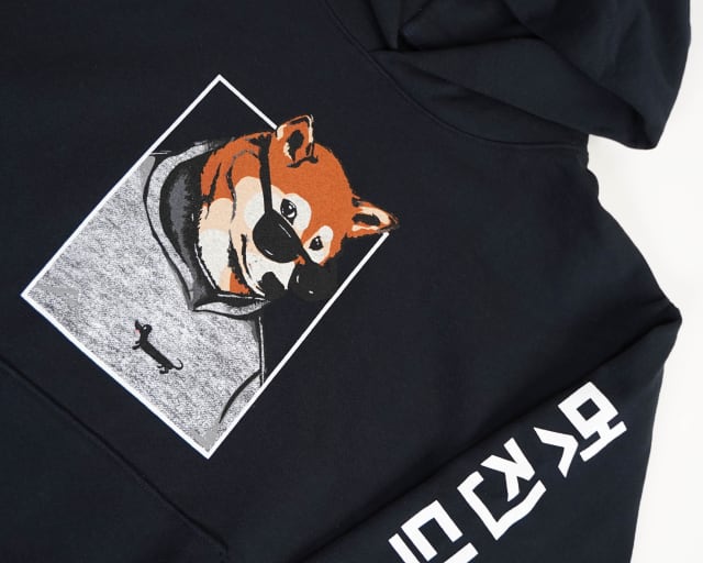 Close up of VeeFriends X Menswear Dog Hoodie