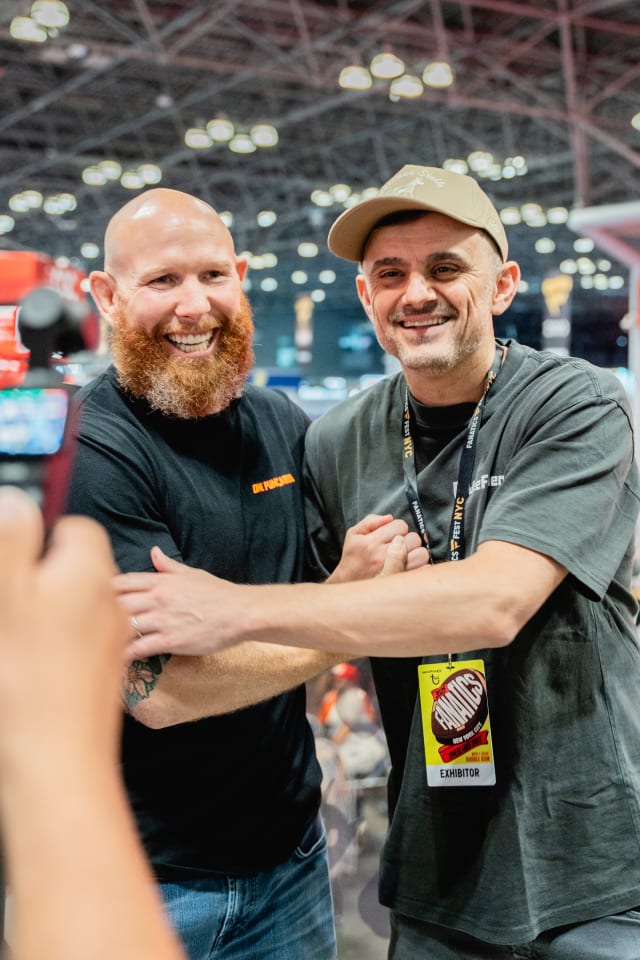 UFC Fighter and VeeFriends fan, Josh Emmett with GaryVee at the VeeFriends booth.