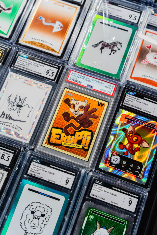 A wide range of VeeFriends graded cards on display at Fanatics Fest.