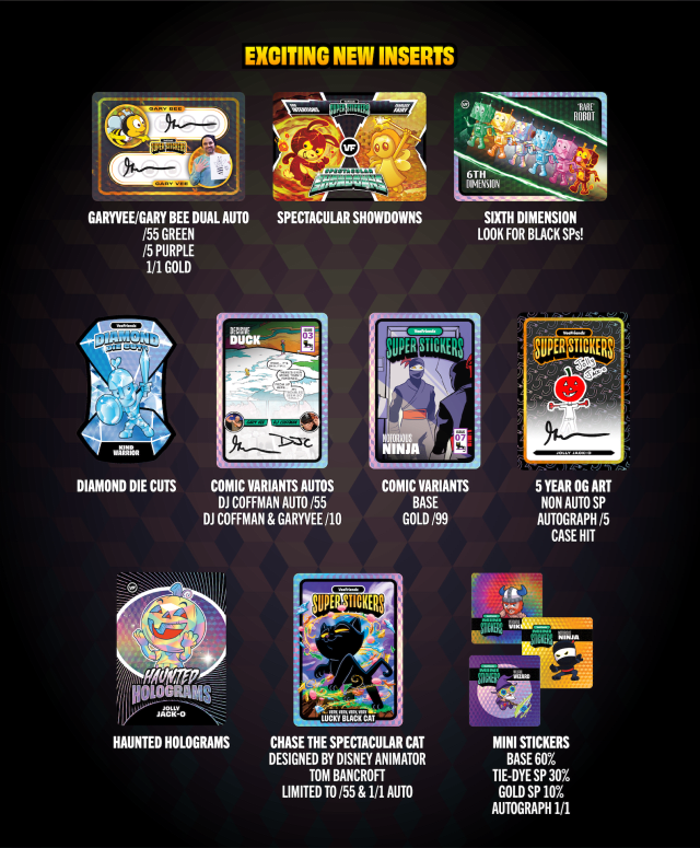 In this set, there are 9 different inserts to chase!