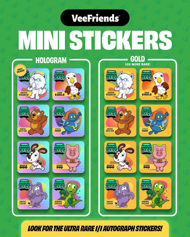 Full rarity breakdown of VeeFriends x Wonder Mini Stickers