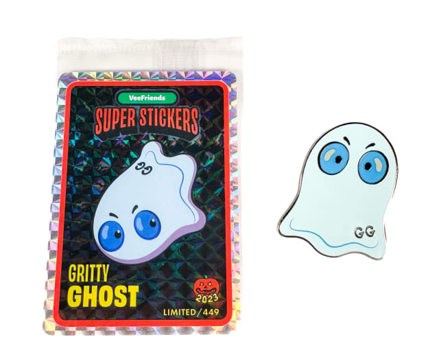 Gritty Ghost Halloween 2023 Pin and Super Sticker