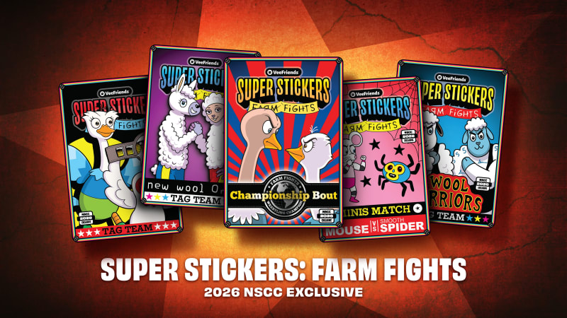 Collect The 2026 NSCC Exclusive: VeeFriends Super Stickers Featuring Farm Fights Cast | Rarities &…