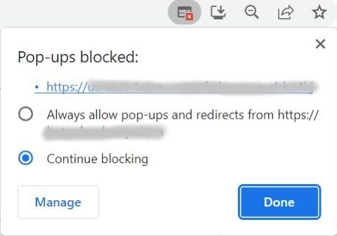 Pop-up blocked icon