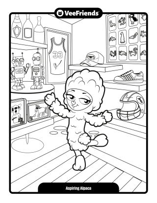 Aspiring Alpaca Coloring Page