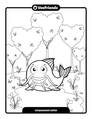 Compassionate Catfish Coloring Page