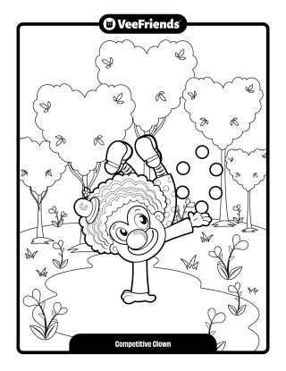 Competitive Clown Coloring Page