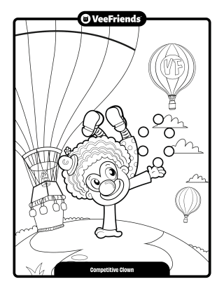 Competitive Clown Coloring Page