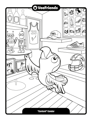 'Content' Condor Coloring Page
