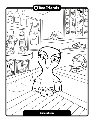 Curious Crane Coloring Page