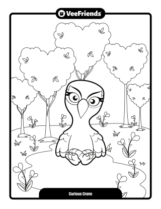 Curious Crane Coloring Page