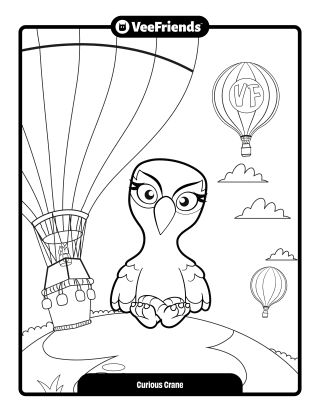 Curious Crane Coloring Page
