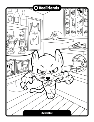 Cynical Cat Coloring Page