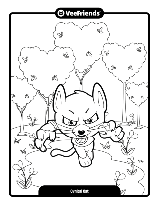 Cynical Cat Coloring Page