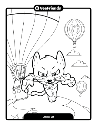 Cynical Cat Coloring Page