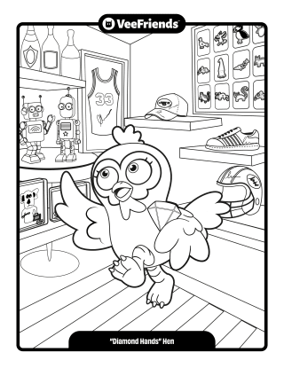 'Diamond Hands' Hen Coloring Page