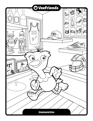 Enamoured Emu Coloring Page