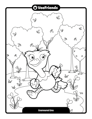 Enamoured Emu Coloring Page