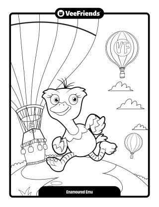 Enamoured Emu Coloring Page
