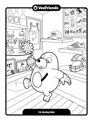 F.U. Monday Mole Coloring Page