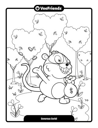 Generous Gerbil Coloring Page