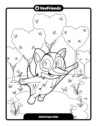 Gleeful Sugar Glider Coloring Page