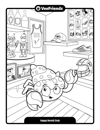 Happy Hermit Crab Coloring Page