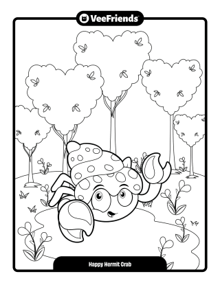Happy Hermit Crab Coloring Page