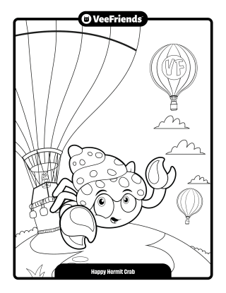 Happy Hermit Crab Coloring Page