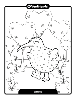 Karma Kiwi Coloring Page