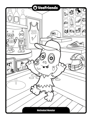 Motivated Monster Coloring Page