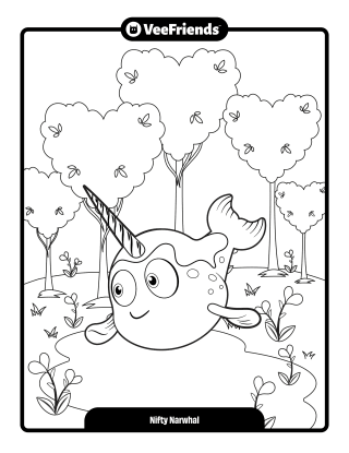Nifty Narwhal Coloring Page