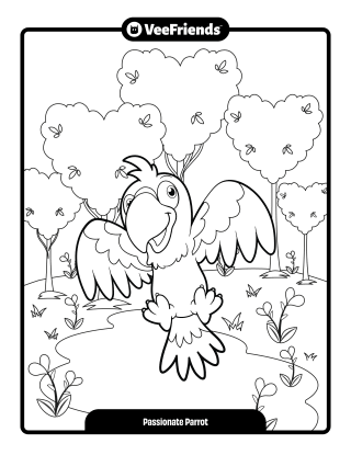 Passionate Parrot Coloring Page