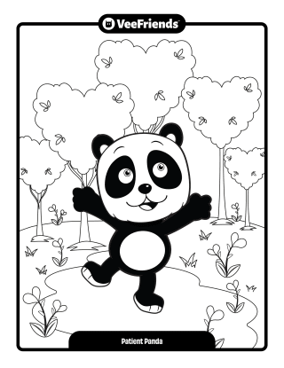 Patient Panda Coloring Page
