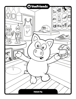 Patient Pig Coloring Page
