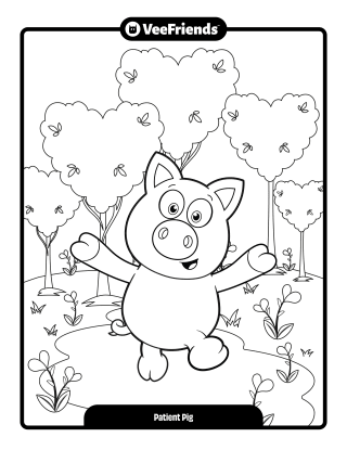 Patient Pig Coloring Page