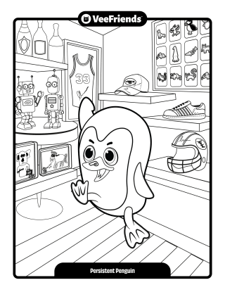 Persistent Penguin Coloring Page