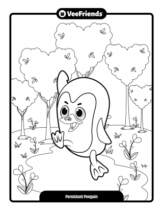 Persistent Penguin Coloring Page