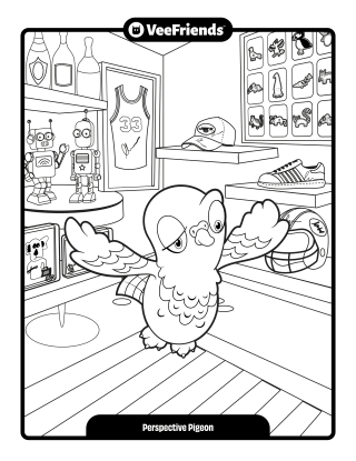 Perspective Pigeon Coloring Page