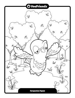 Perspective Pigeon Coloring Page
