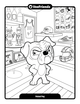 Poised Pug Coloring Page