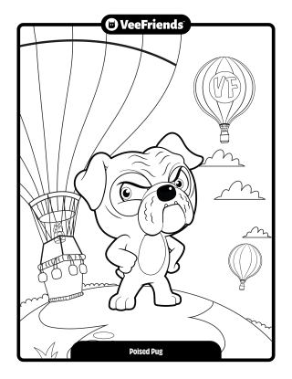 Poised Pug Coloring Page
