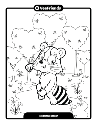 Respectful Racoon Coloring Page